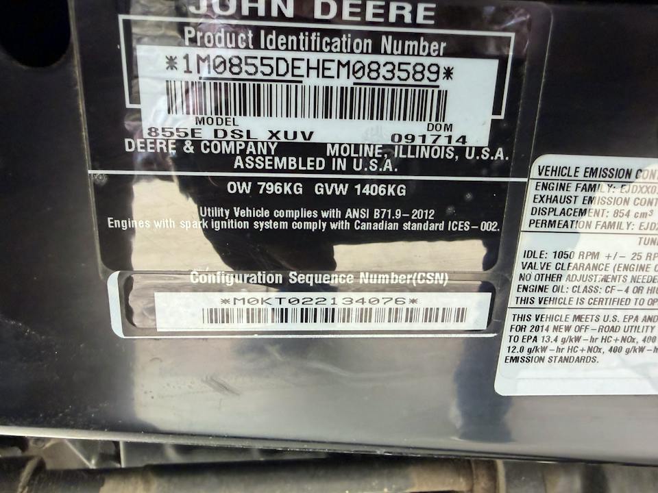 John Deere XUV855D OLIVE