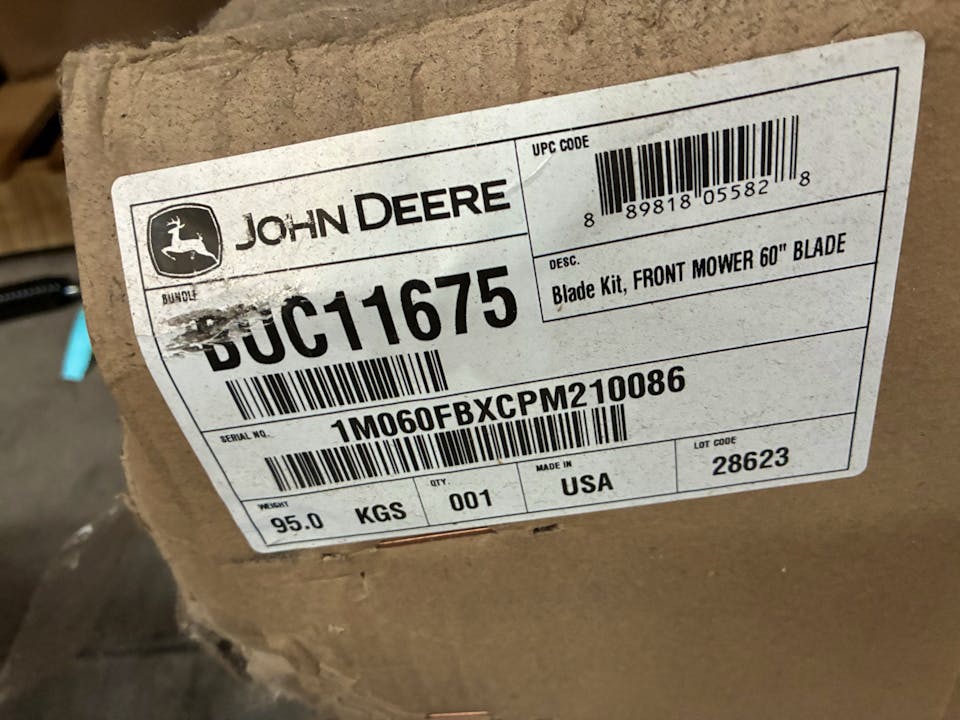 John Deere 60" BLADE FOR FRONT MOUNT