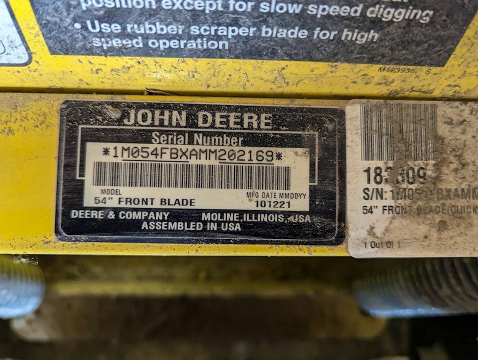 John Deere 54" FRONT BLADE