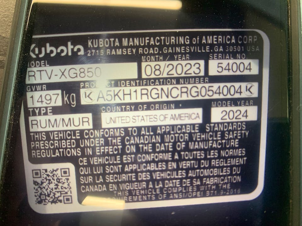 Kubota RTV-XG850